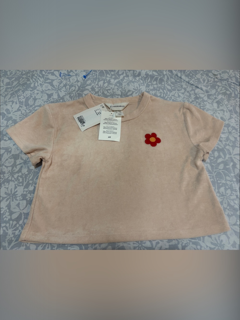 H&M Pale Pink / Blush Cropped Short Sleeve Tee Size 6x / 7